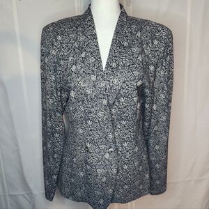Tina Hagen Black & White Floral Blazer